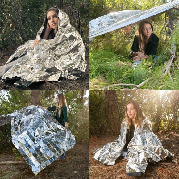 Mylar Survival Blanket Rescue Insulating Space Thermal Poncho Emergency - Picture 4 of 11
